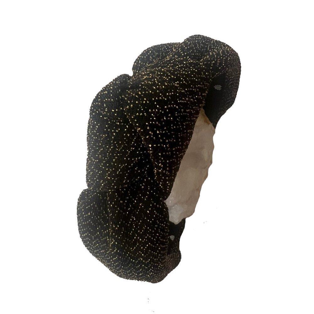 RARE Lele Sadoughi Black Gold Metallic Chevron Knotted Party Headband NWOT - Picture 2 of 6